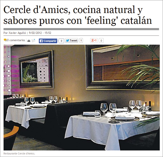 Cercle d'Amics, cocina natural y sabores puros con 'feeling' catalán